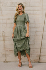 Alora Embroidered Dress in Sage