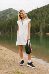 Emory Quarter Zip Dress in Ivory - FINAL SALE