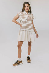 Evan Collared Mini Dress in Taupe - FINAL SALE