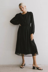 Andee Embroidered Midi Dress in Black - FINAL SALE