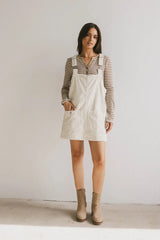 Reid Corduroy Overall Dress in Ivory - FINAL SALE
