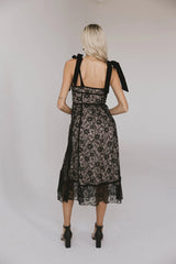 Zinnia Lace Floral Tie Strap Dress in Black - FINAL SALE