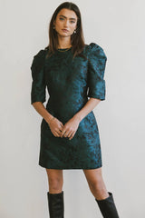 Kaylee Brocade Dress in Teal - FINAL SALE
