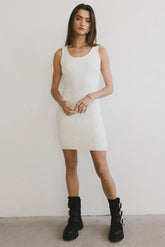 Vale Textured Knit Mini Dress in Cream - FINAL SALE