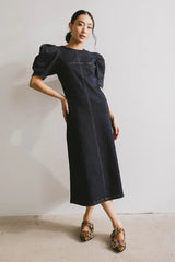 Campbell Denim Dress in Dark Wash