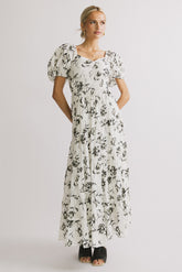 Robbie Floral Midi Dress in White - FINAL SALE