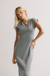 Lauren Tee Shirt Midi Dress in Slate Blue