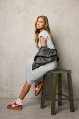 Lauren Tee Shirt Midi Dress in Heather Grey - FINAL SALE