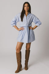 Oliver Collared Mini Dress in Blue - FINAL SALE