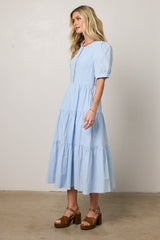 Finey Button Front Maxi Dress in Blue - FINAL SALE
