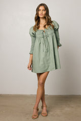 Nolan Babydoll Dress in Sage - FINAL SALE