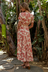 Lia Floral Midi Dress in Rust - FINAL SALE