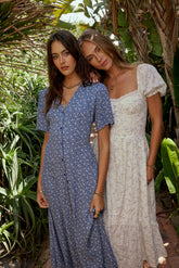 Ember Floral Midi Dress in Blue