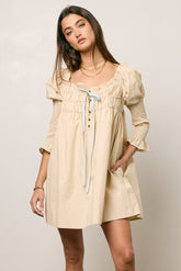 Nolan Babydoll Dress in Beige - FINAL SALE