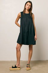 Arizona Pleated Babydoll Dress in Black