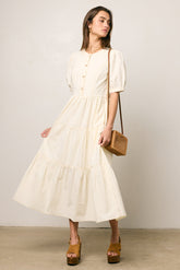 Finey Button Front Maxi Dress in Cream - FINAL SALE