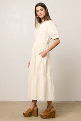 Finey Button Front Maxi Dress in Cream - FINAL SALE