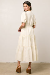 Finey Button Front Maxi Dress in Cream - FINAL SALE