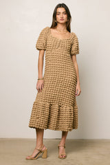 Miley Bubble Texture Dress in Tan - FINAL SALE