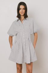 Erica Button Front Mini Dress in White