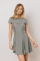 Erin Cap Sleeve Mini Dress in Sage - FINAL SALE