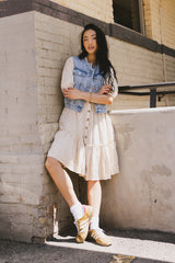 Theo Striped Midi Dress in Mustard