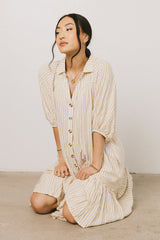 Theo Striped Midi Dress in Mustard