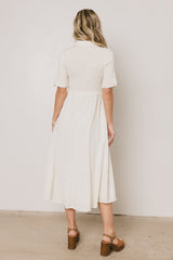 Nicole Smocked Maxi Dress in Cream