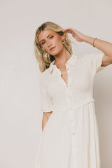 Nicole Smocked Maxi Dress in Cream