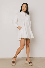 Juliet Collared Mini Dress in White - FINAL SALE