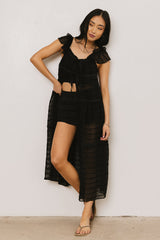 Mona Embroidered Kimono in Black