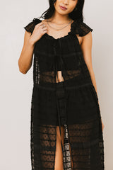 Mona Embroidered Kimono in Black