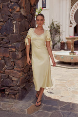 PREORDER- Amanda Lace Trim Maxi Dress in Butter Yellow