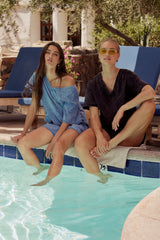 Lynn Relaxed Romper in Blue