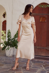 Amanda Lace Trim Maxi Dress in Blush