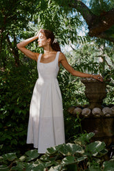 Raven Striped Midi Dress in Natural