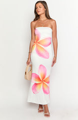 Arizona White Frangipani Maxi Dress