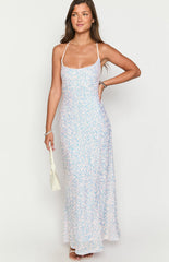 Andrea White Velvet Sequin Maxi Dress