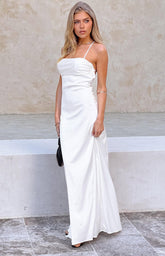 Blaise White Satin Maxi Dress