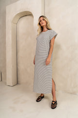 Esme Striped Maxi Dress in Black