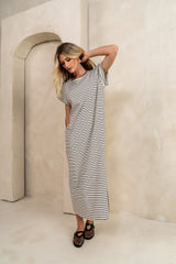 Esme Striped Maxi Dress in Black