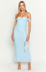 Dahla Blue Off The Shoulder Maxi Dress