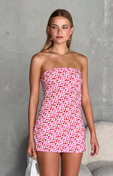 Ellie Pink And Red Speckled Mini Dress