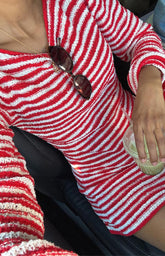 Elmer Red Stripe Long Sleeve Knit Mini Dress