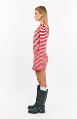 Elmer Red Stripe Long Sleeve Knit Mini Dress