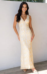 Farida Yellow Lace Maxi Dress