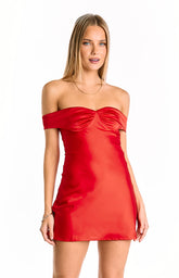 Gracie Red Off Shoulder Party Mini Dress