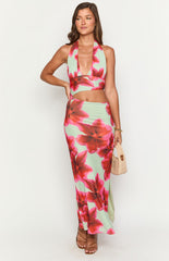 Harvey Green Floral Print Maxi Dress