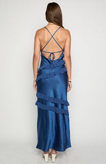 Inara Navy Ruffle Maxi Dress