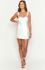 Marbelle White Satin Mini Dress